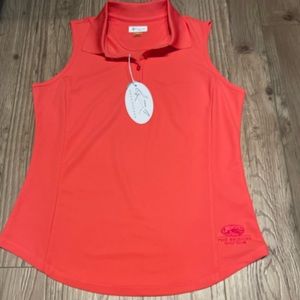 Greg Norman Women’s Pique Sleeveless Polo (Coral)